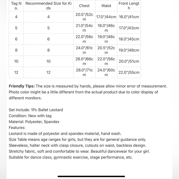 Girls' Basic Leotard w/Cutouts on Waist (COPY) - Picture 4 of 4